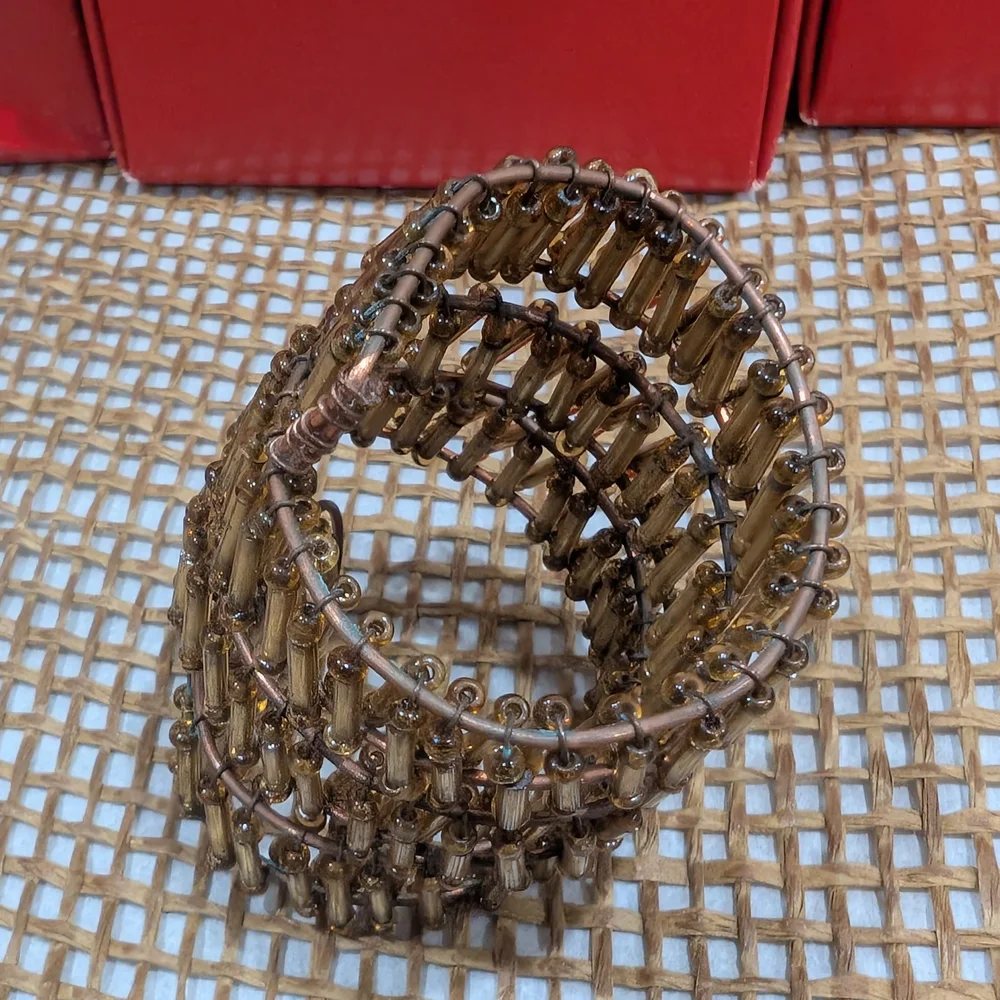 Pier 1 Gold Beaded Spiral Napkin Rings,